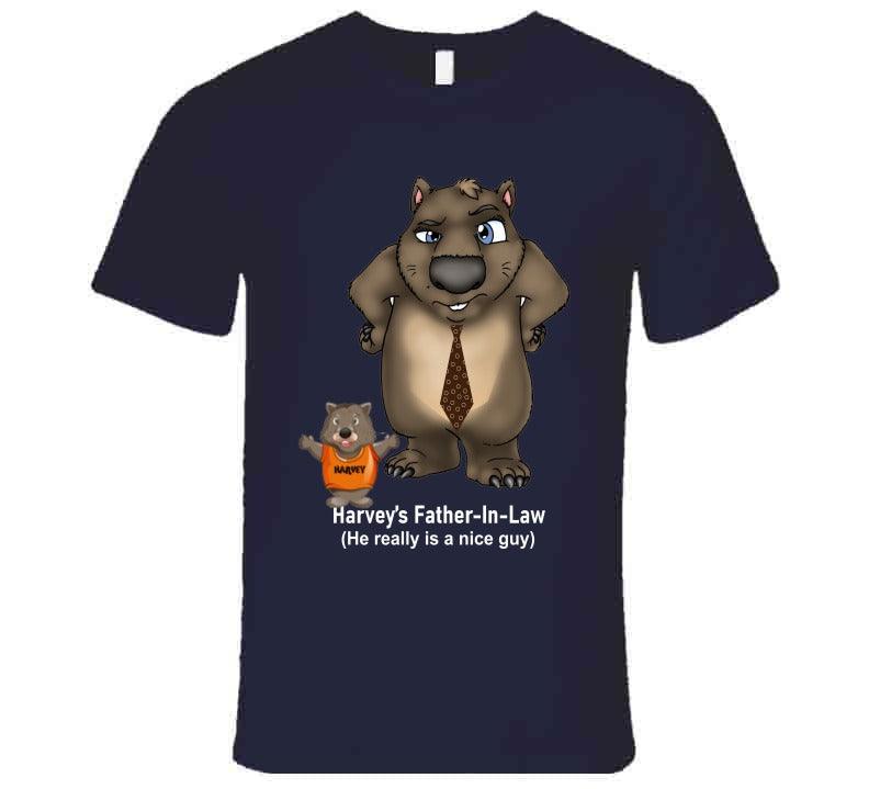 Father in law - Harvey's Father-in-Law - T-Shirt - Smiling Wombat