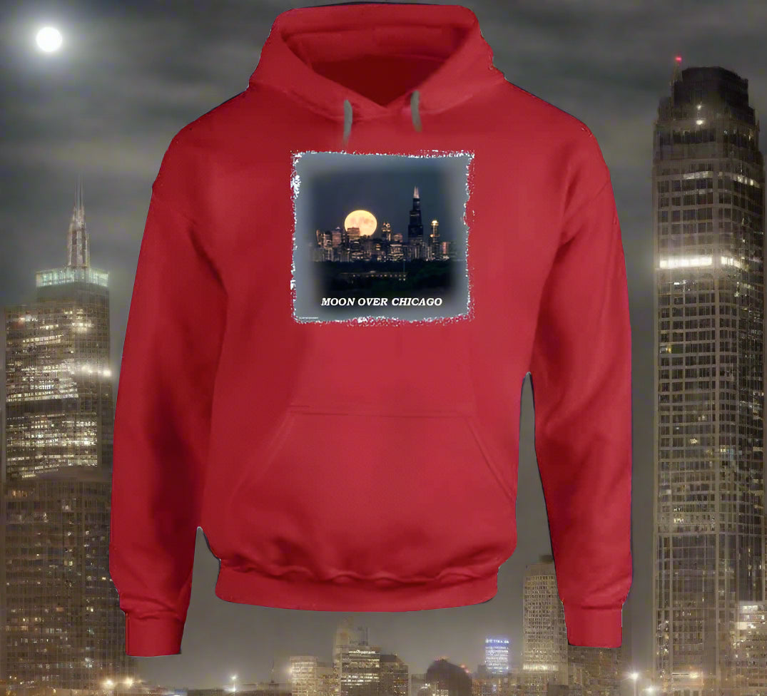 Moon Over Chicago T- Shirt and Sweatshirt Collection - Smiling Wombat