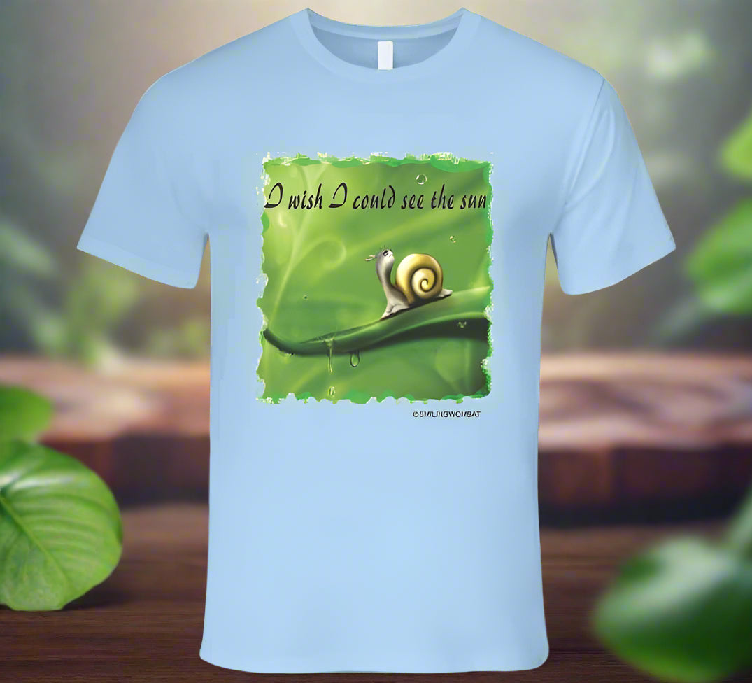 Spring Rain Snail in Rain - T Shirt - Smiling Wombat