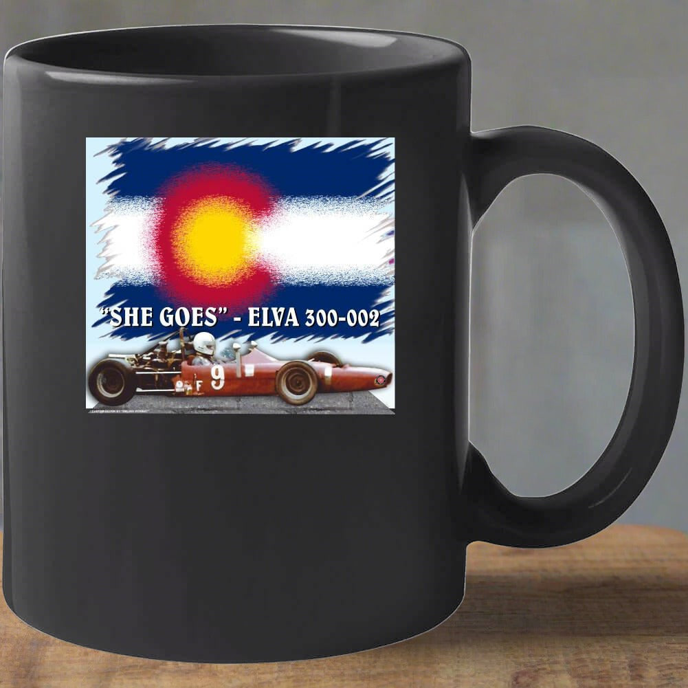 Elva 300-002 Formula Race Car - "She Goes" - Mug Collection - Smiling Wombat