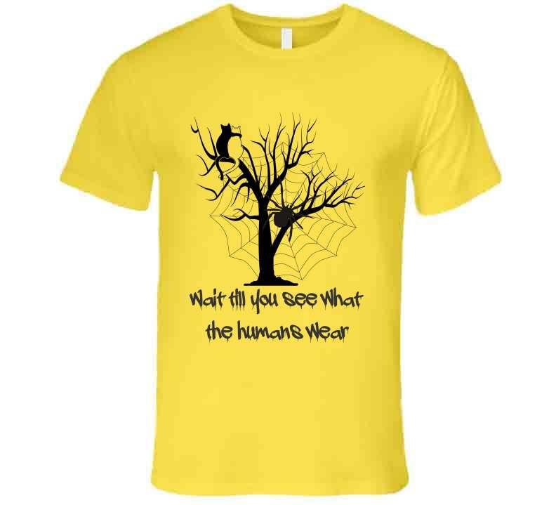 Spooky Attire - "What do humans wear" Halloween T-Shirt - Smiling Wombat