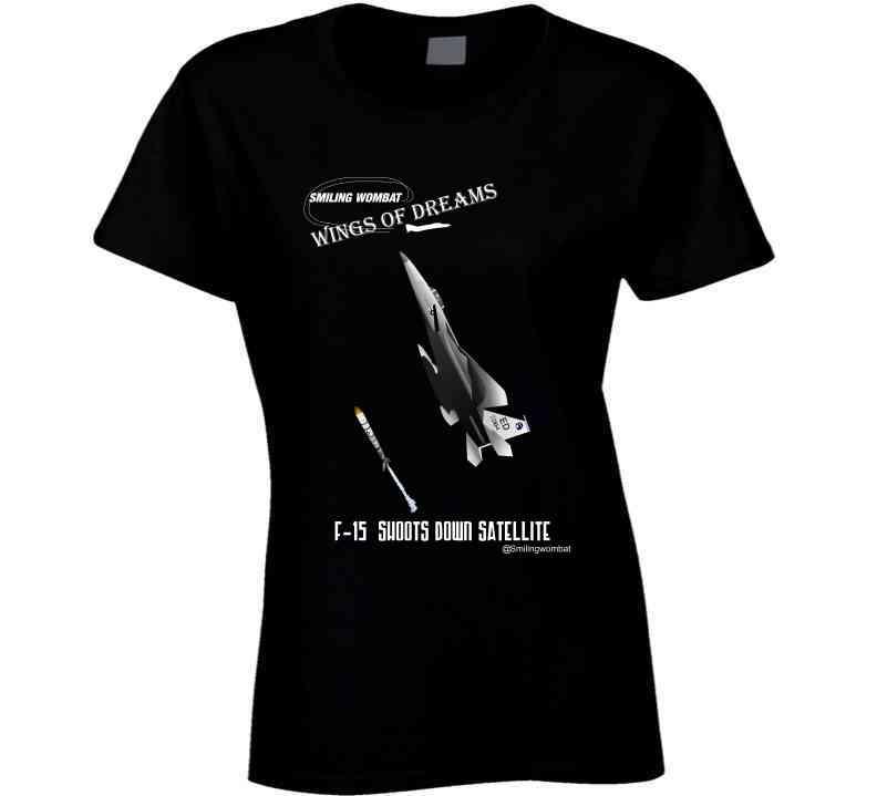 F15 Eagle- "Satellite Killer" Black/Navy T-Shirt - Smiling Wombat
