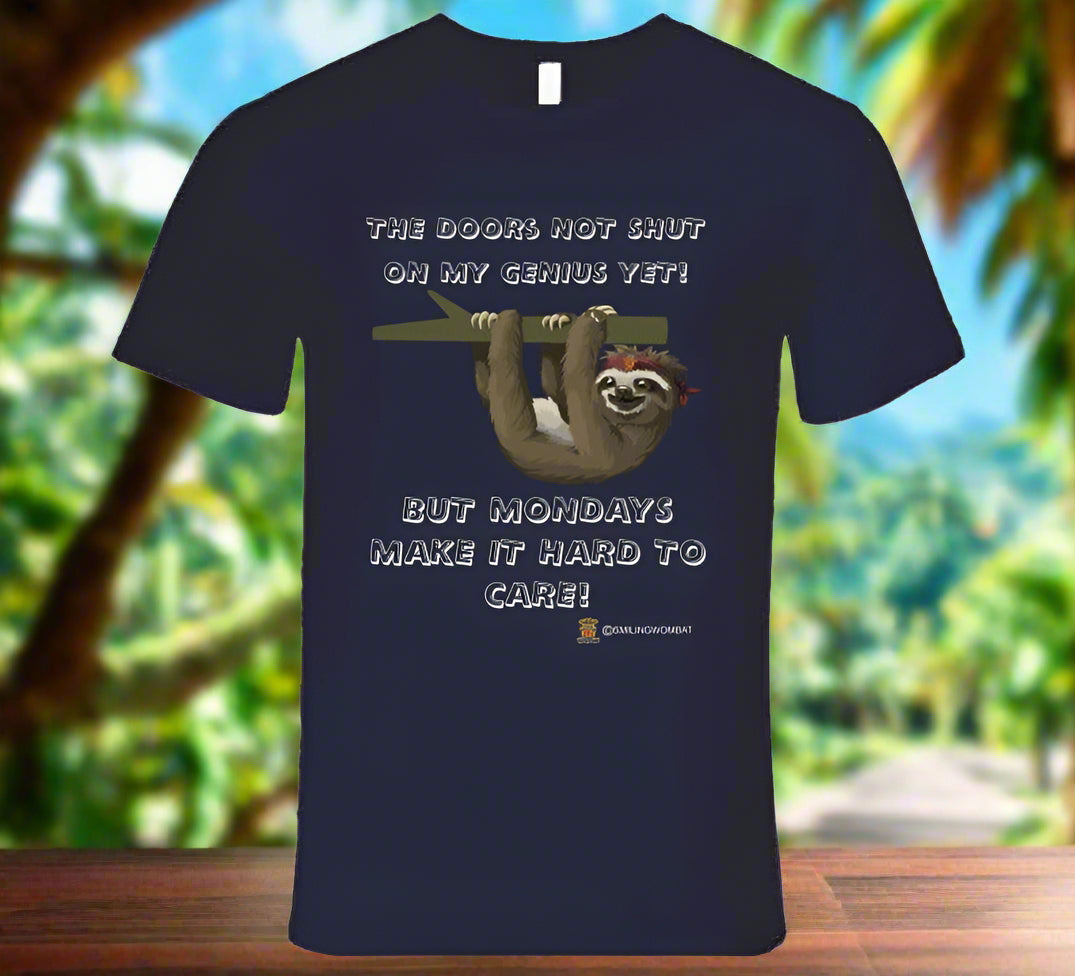 Mondays Get Me Down - Harvey's Friend the "Sloth" Black/Navy T-Shirt - Shopify