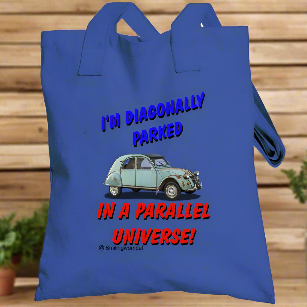 Custom Canvas Tote Bags - "Diagonally Parked" Tote bag - Smiling Wombat