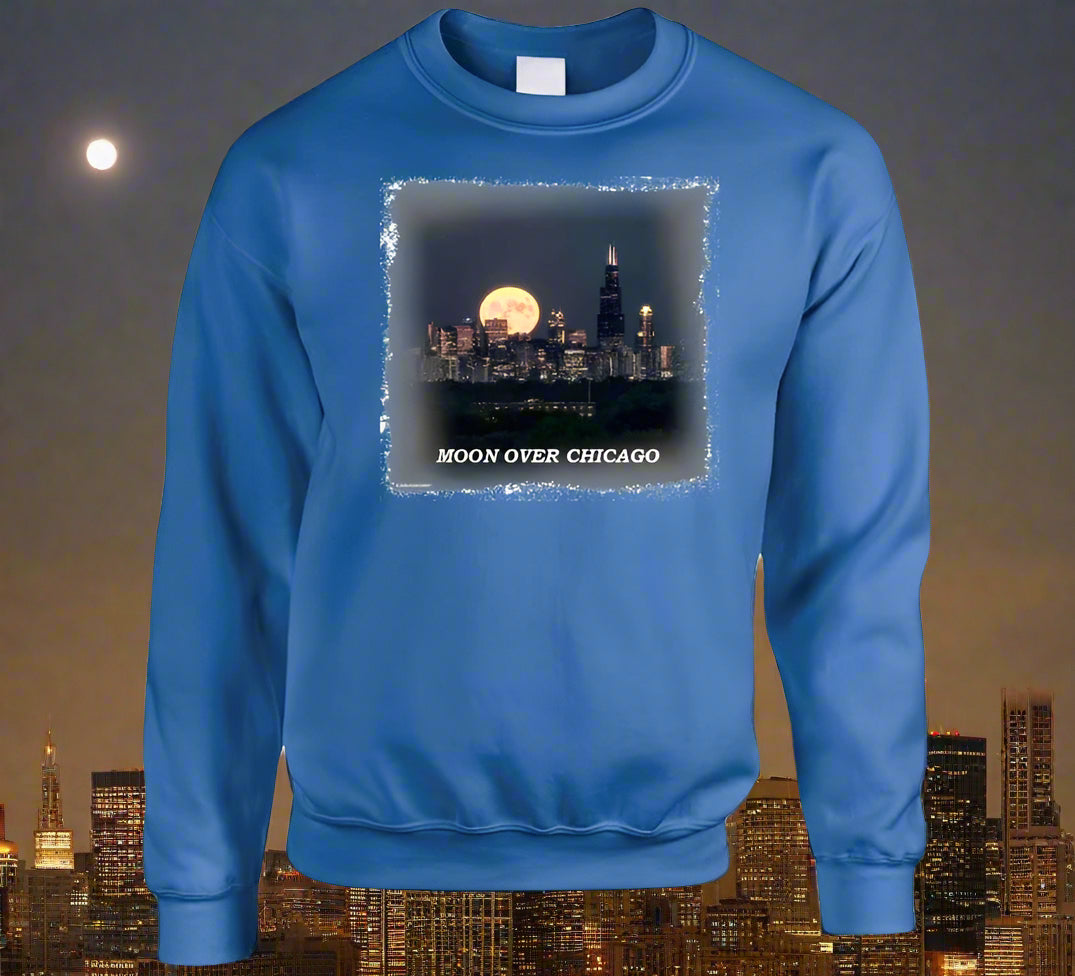 Moon Over Chicago T- Shirt and Sweatshirt Collection - Smiling Wombat