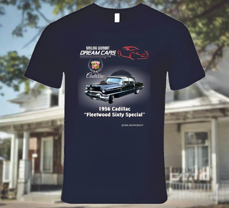 1956 Cadillac Sixty Special - Dark T-Shirts - Smiling Wombat