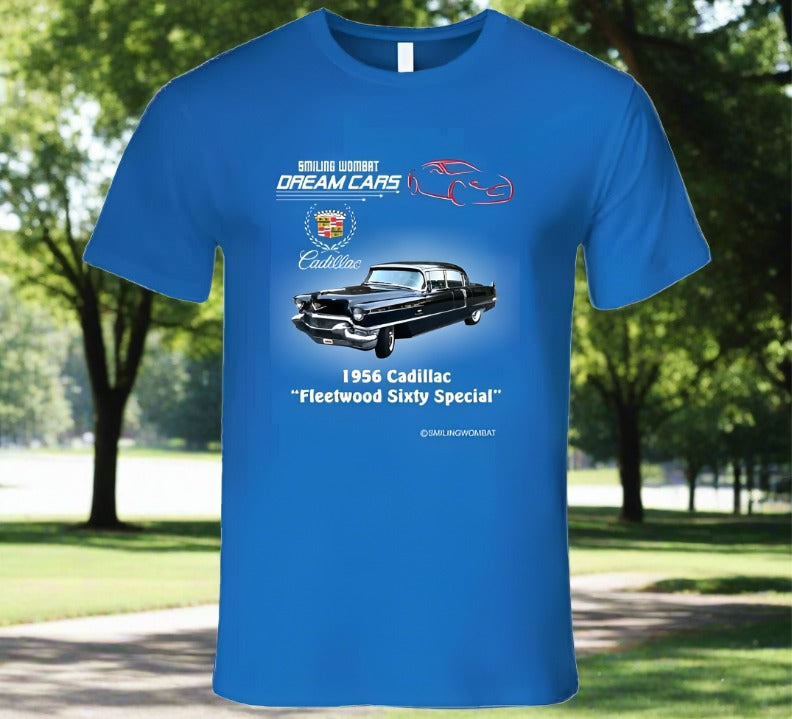 1956 Cadillac Sixty Special - Dark T-Shirts - Smiling Wombat