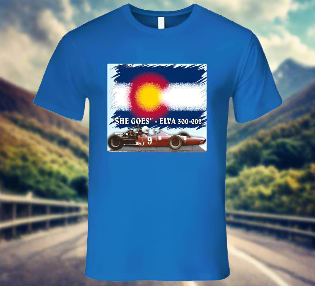 Elva 300-002 Famous Formula Car - "She Goes" T-Shirt Collection - Smiling Wombat