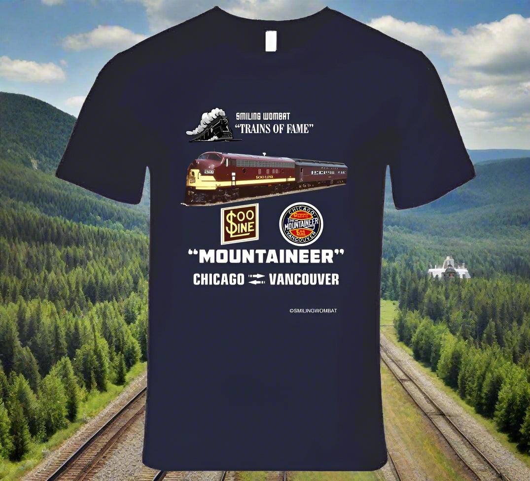 Soo Line Passenger Trains the "Mountaineer" Dark T-Shirt - Smiling Wombat