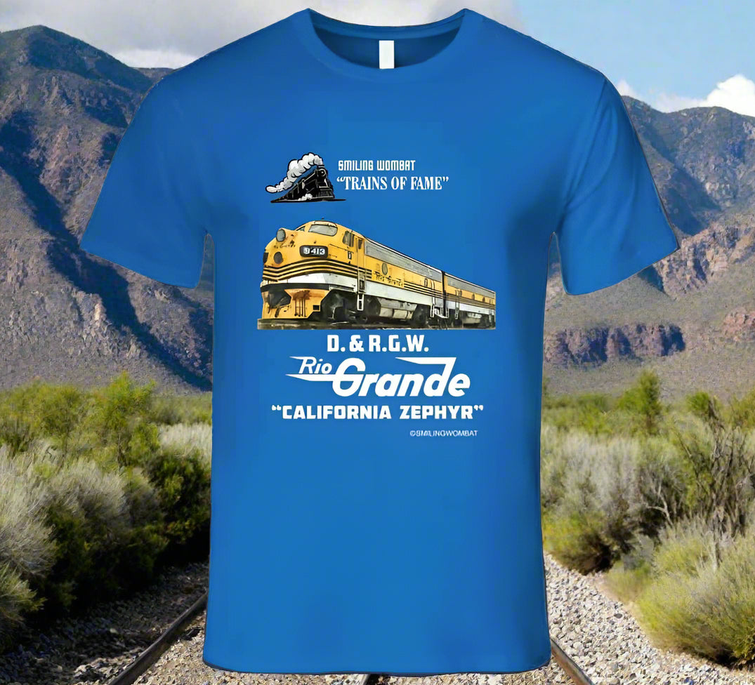 D&RGW California Zephyr Dark Colored T-Shirt - Smiling Wombat