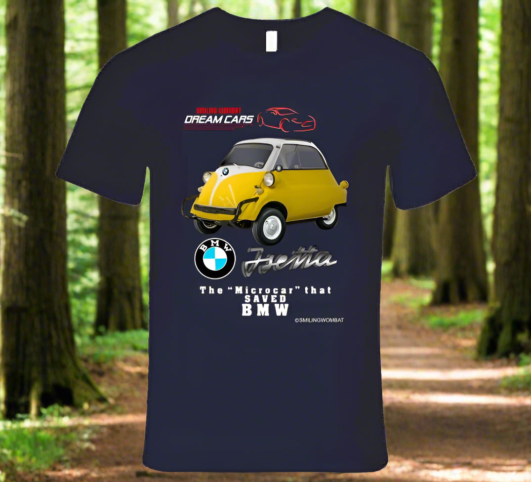 BMW Isetta "Microcar" Dark T-Shirt - Smiling Wombat