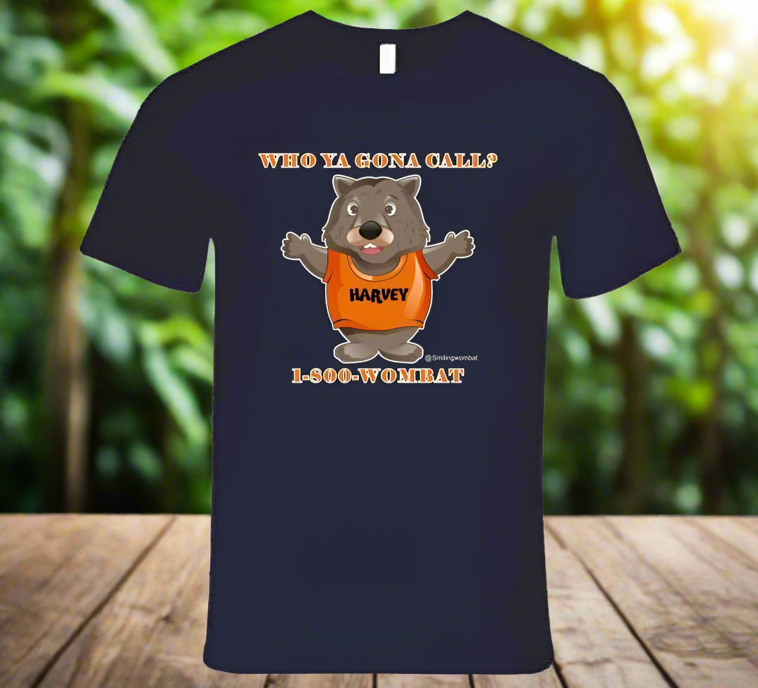Who Ya Gonna Call - Call 1-800-Wombat T-Shirt - Smiling Wombat