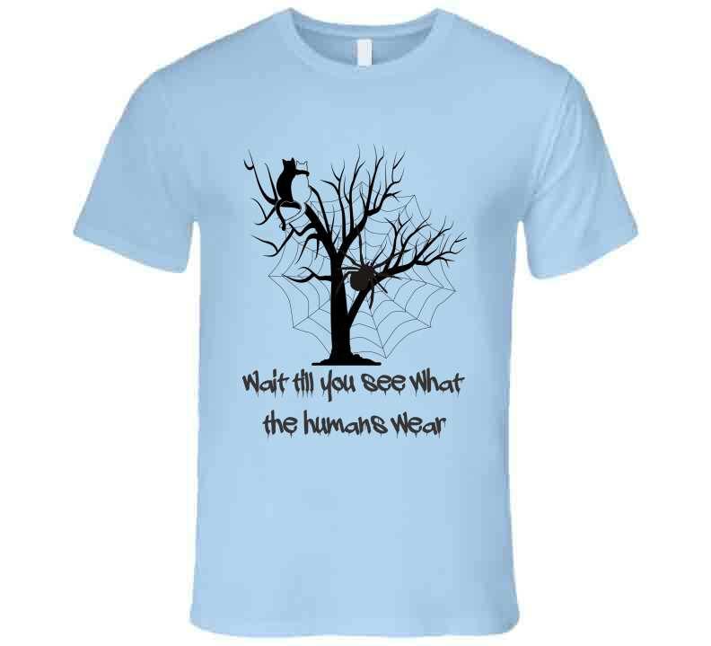 Spooky Attire - "What do humans wear" Halloween T-Shirt - Smiling Wombat