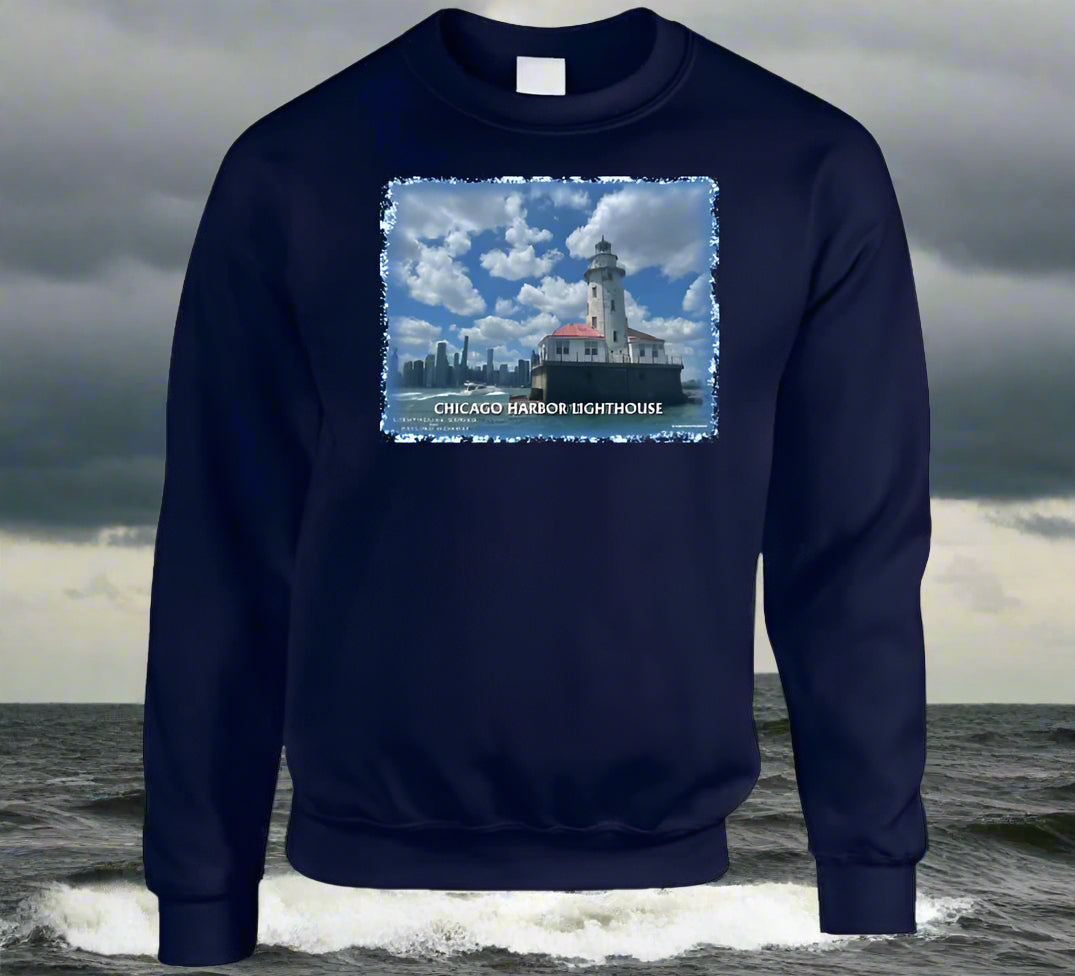 Chicago Harbor Lighthouse T-Shirt and Sweatshirt Collection - Smiling Wombat