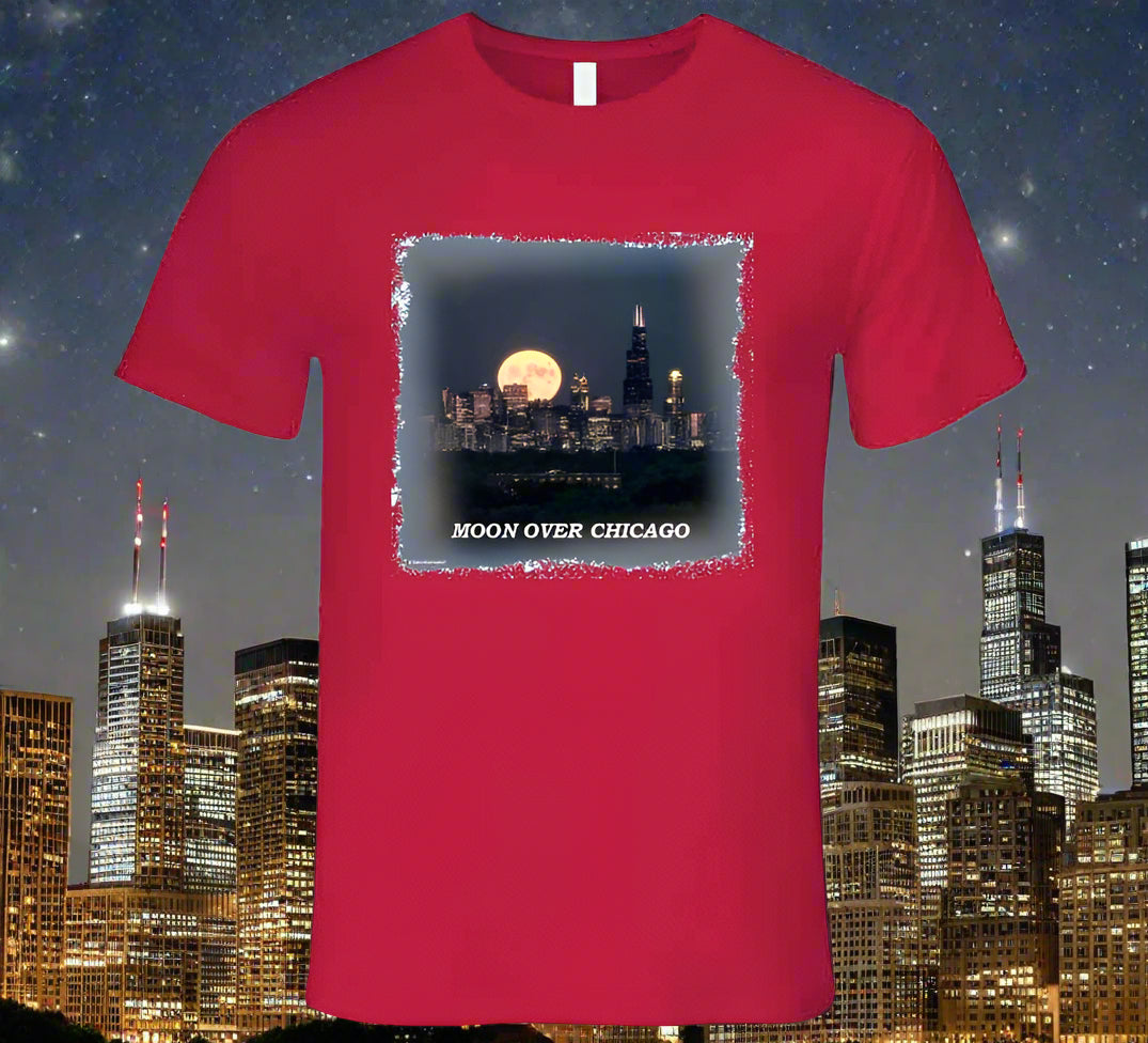 Moon Over Chicago T- Shirt and Sweatshirt Collection - Smiling Wombat