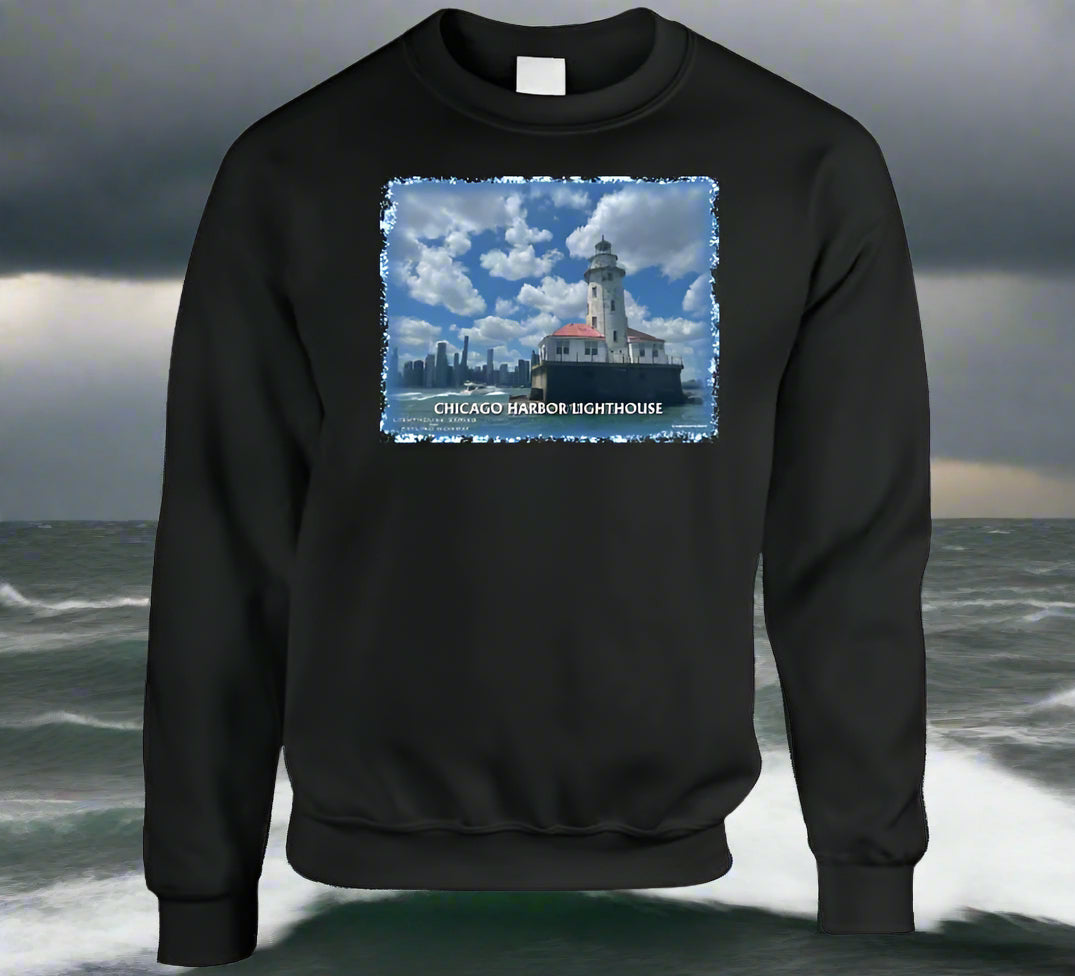 Chicago Harbor Lighthouse T-Shirt and Sweatshirt Collection - Smiling Wombat