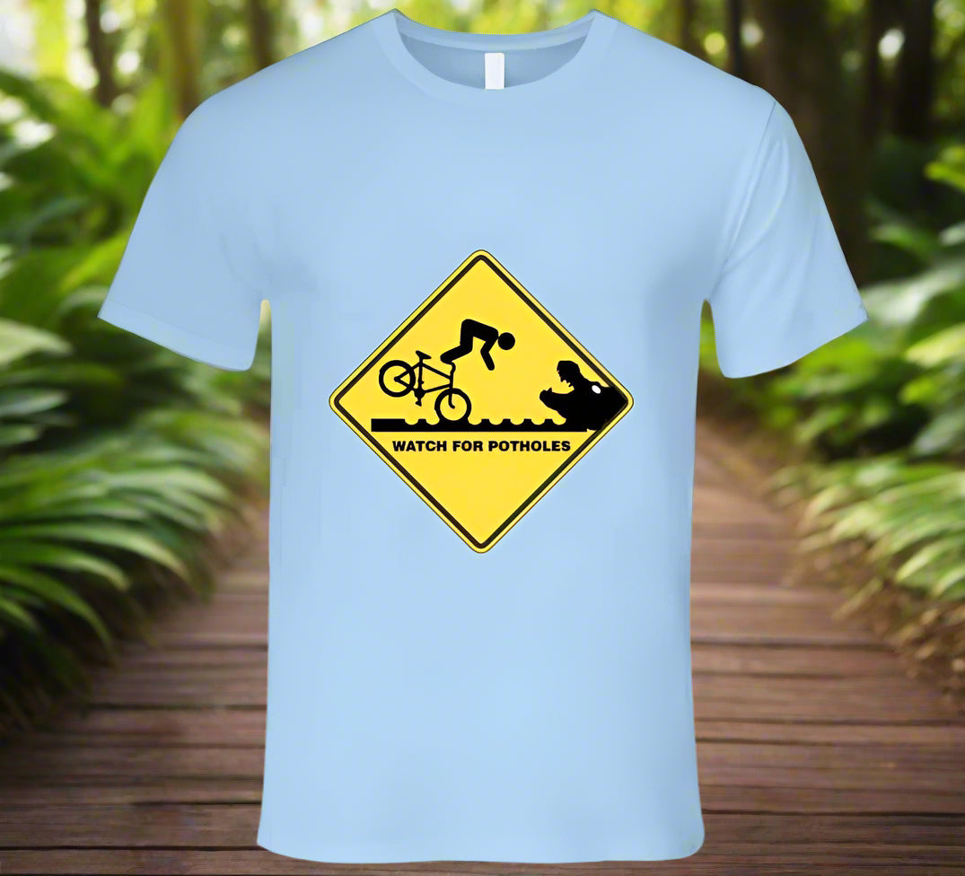Bumpy Road Ahead - Watch Out for Potholes T-Shirt - Smiling Wombat