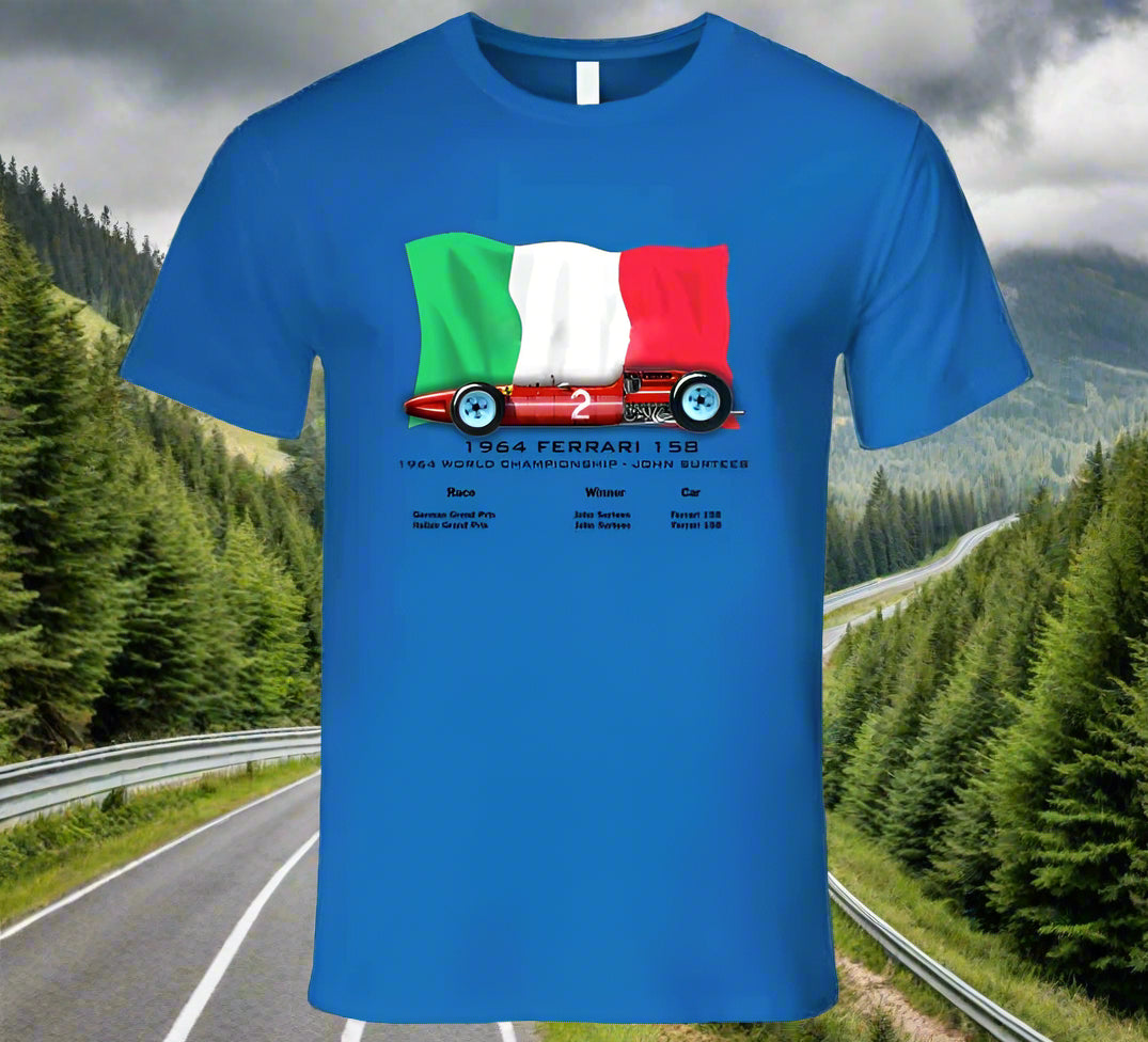 John Surtees Ferrari 1964 T-Shirt - Smiling Wombat