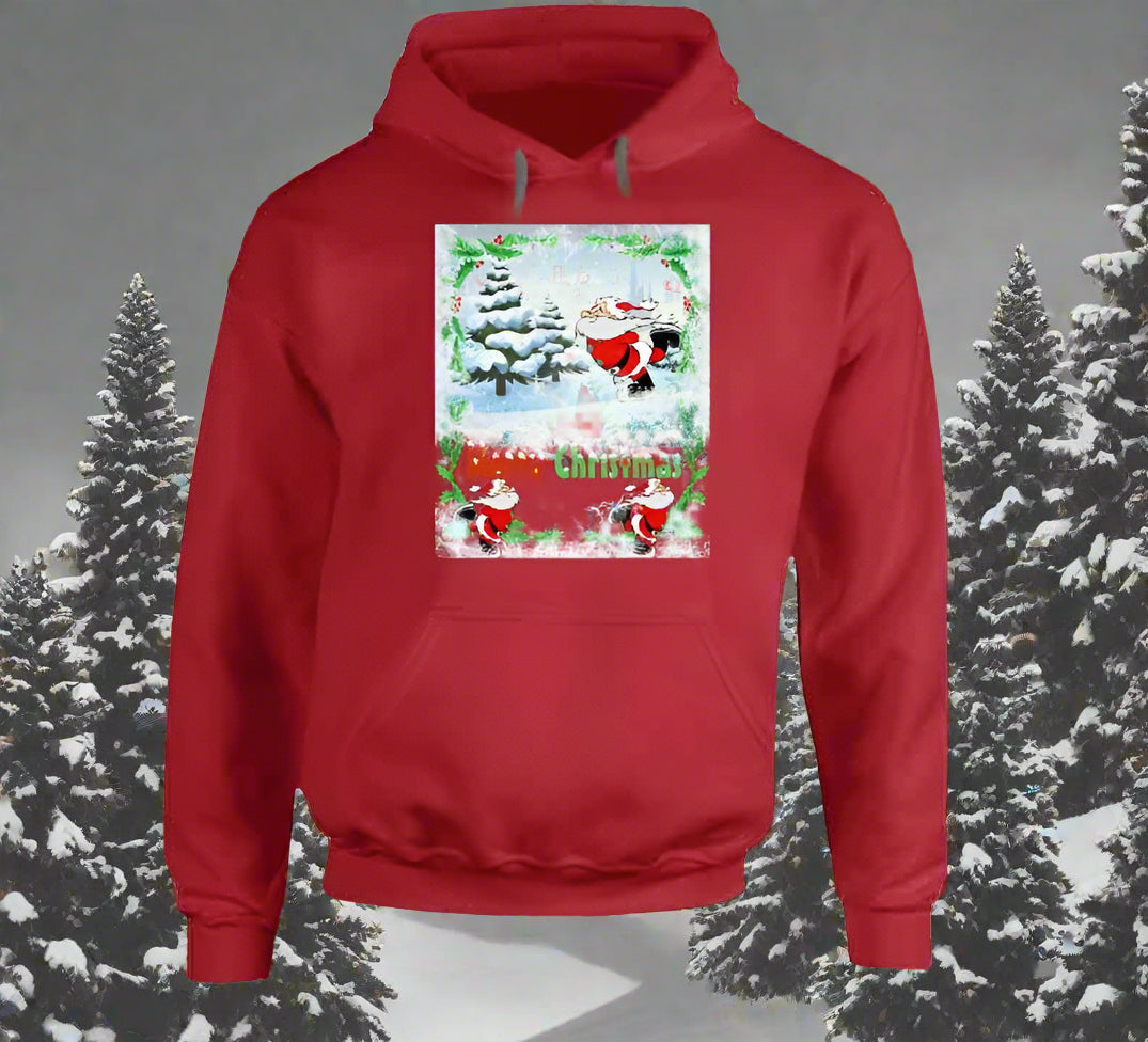 Merry Christmas Skating Santa T-Shirt and Sweatshirt collection - Smiling Wombat