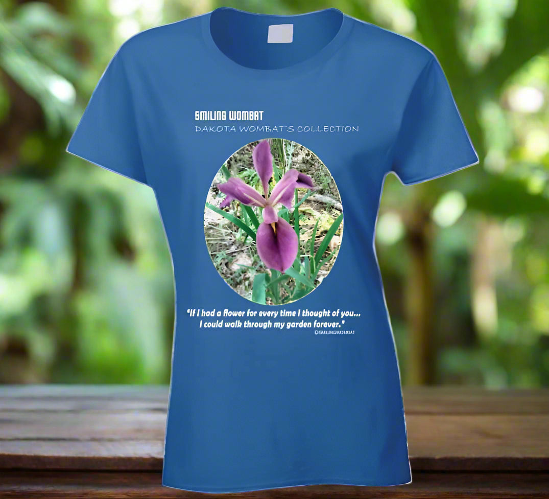 Purple IRIS Ladies T-Shirt - Smiling Wombat