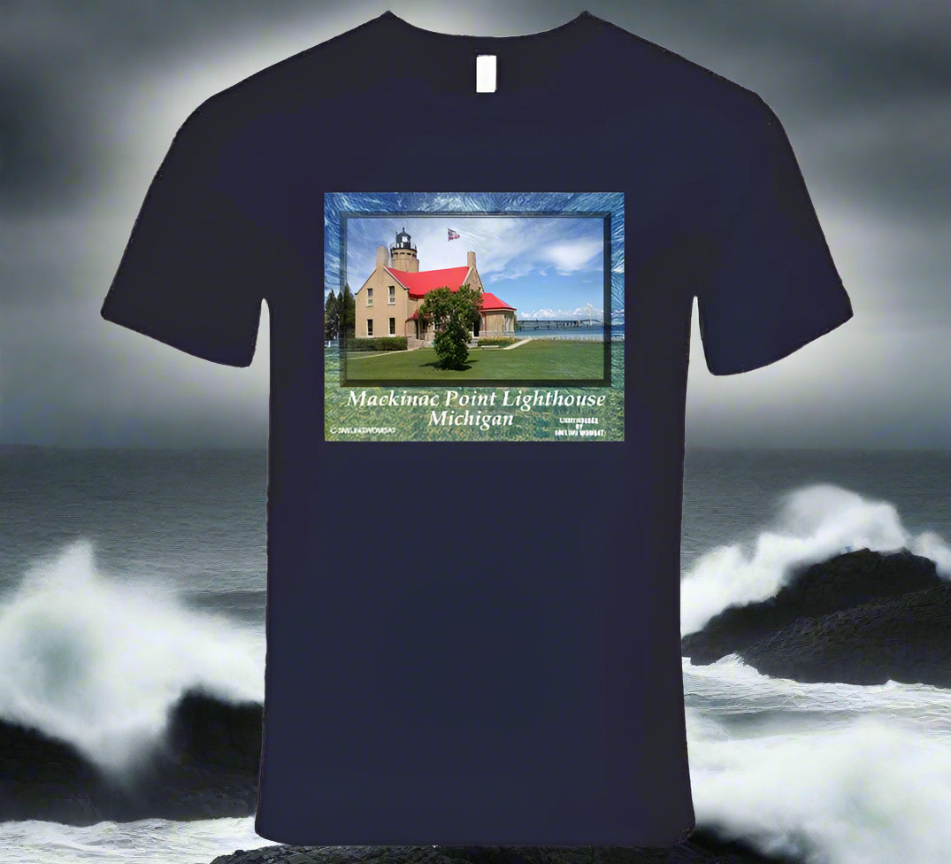 Mackinac Point Historic Lighthouse - T Shirt Collection - Smiling Wombat