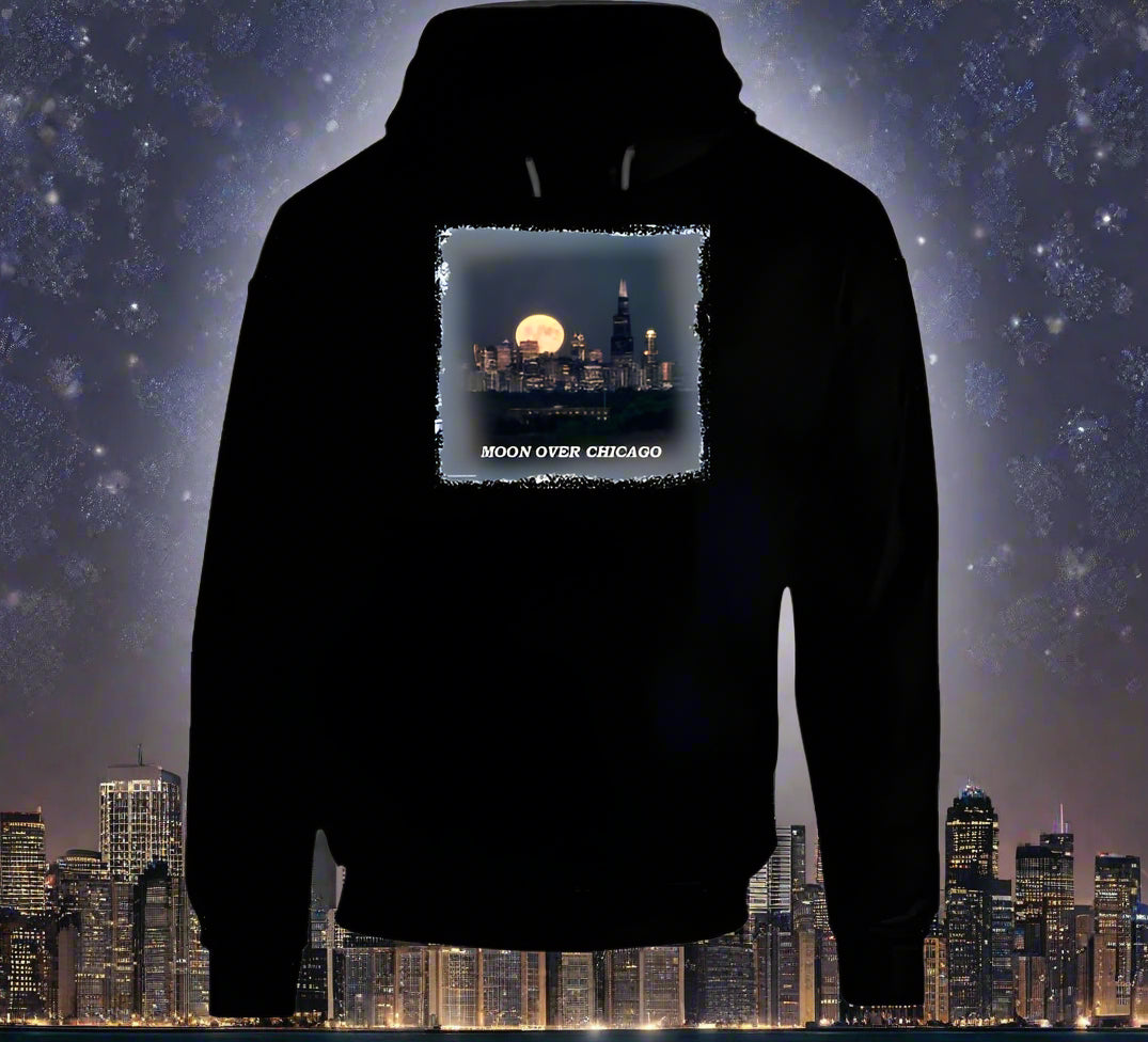 Moon Over Chicago T- Shirt and Sweatshirt Collection - Smiling Wombat