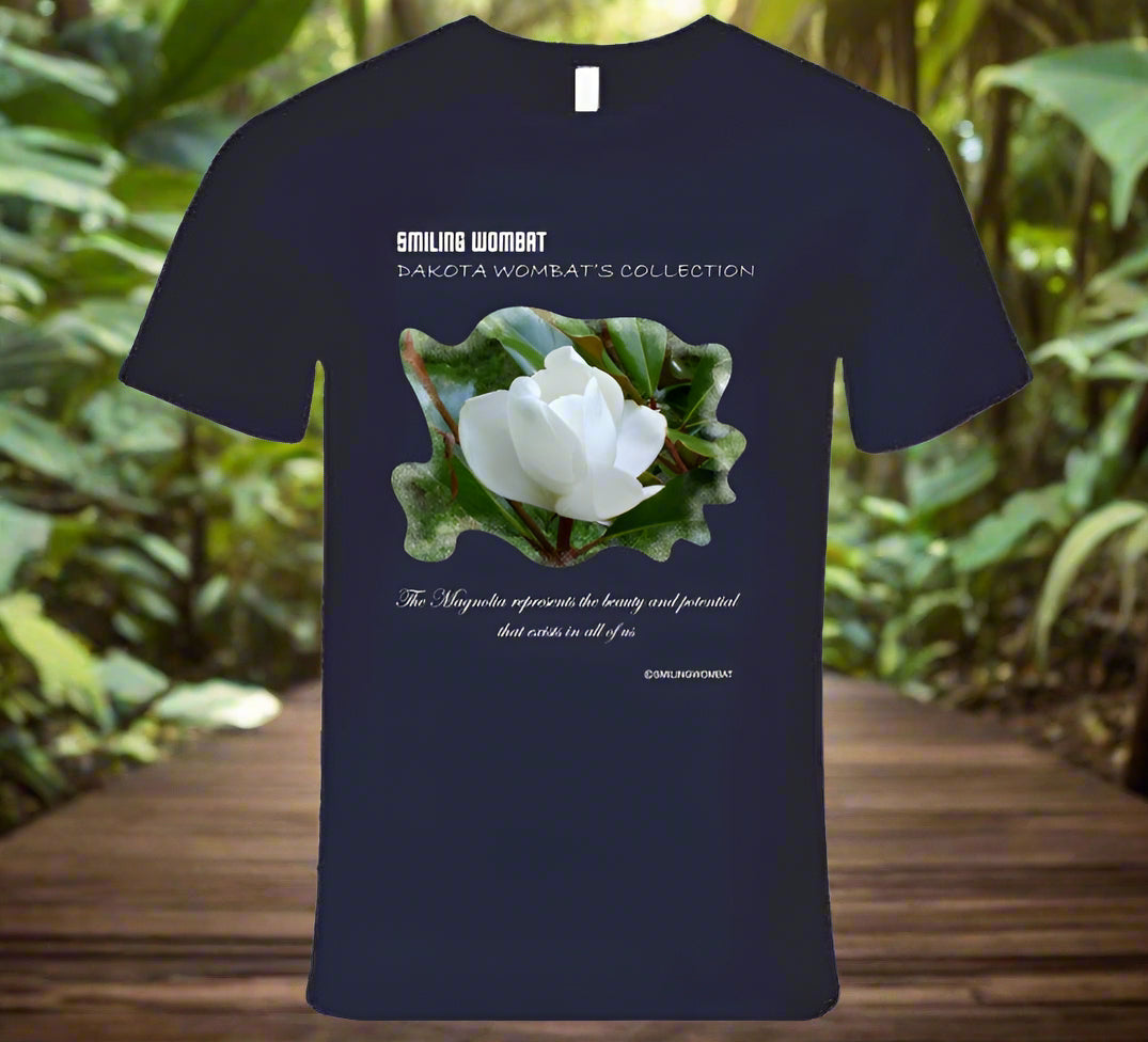 Beautiful Magnolia Blossom Premium T Shirt - Smiling Wombat