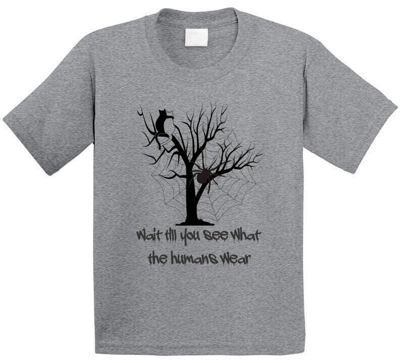 Spooky Attire - "What do humans wear" Halloween T-Shirt - Smiling Wombat