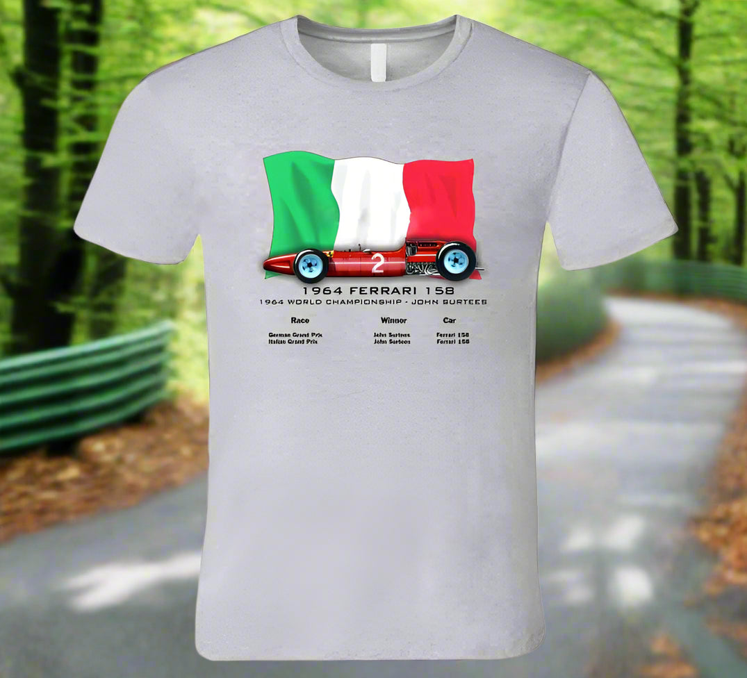 John Surtees Ferrari 1964 T-Shirt - Smiling Wombat