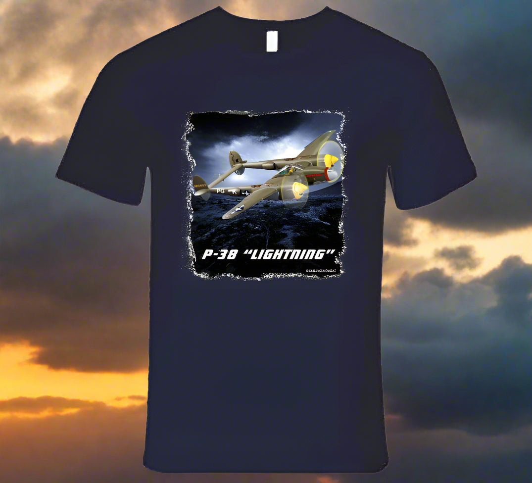 P38 Lightning Famous WW2 Fighter - Shirt Collection - Smiling Wombat