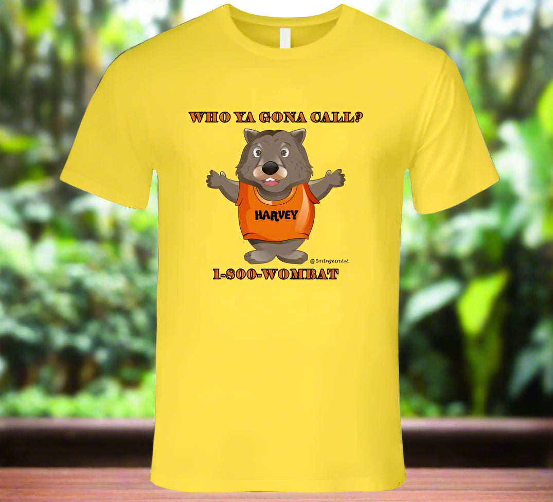 Who Ya Gonna Call - Call 1-800-Wombat T-Shirt - Smiling Wombat