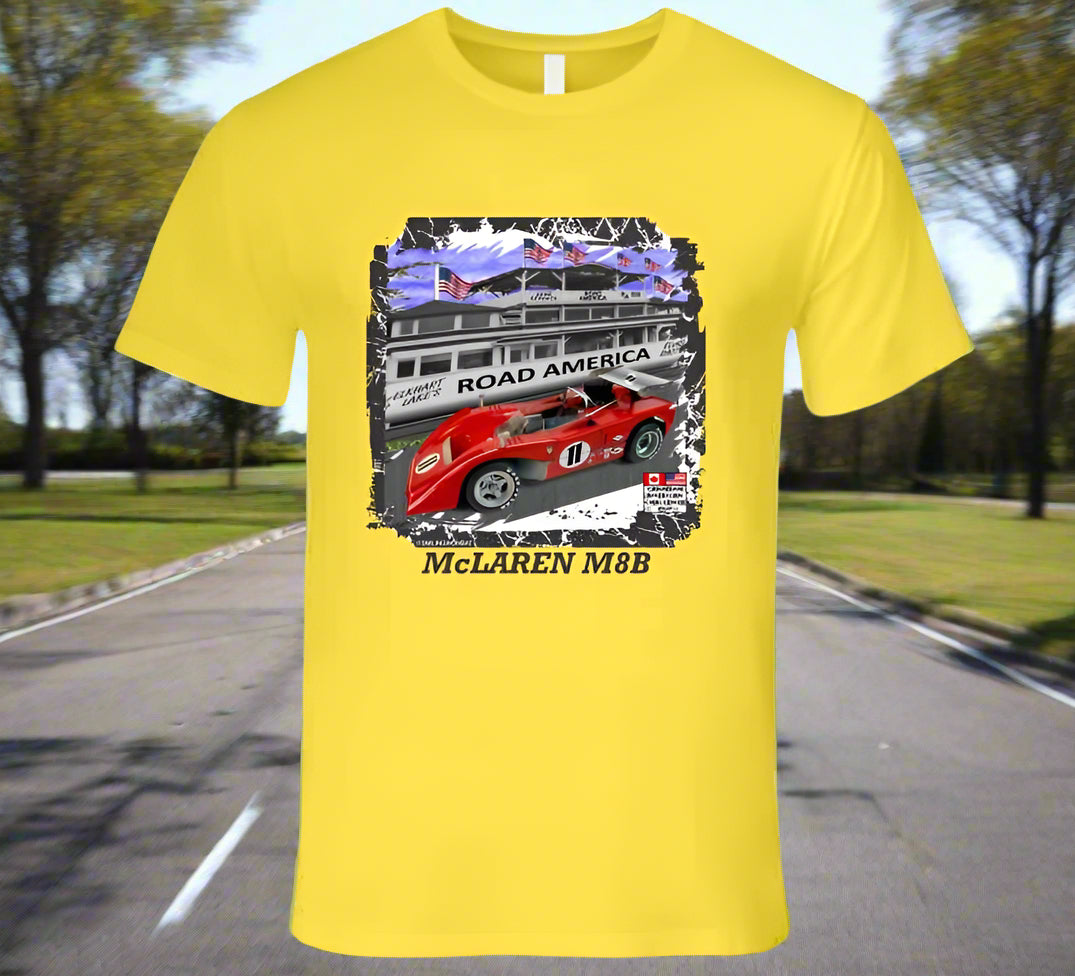 Mclaren M8B Can-Am Race Car - T-Shirt Collection - Smiling Wombat