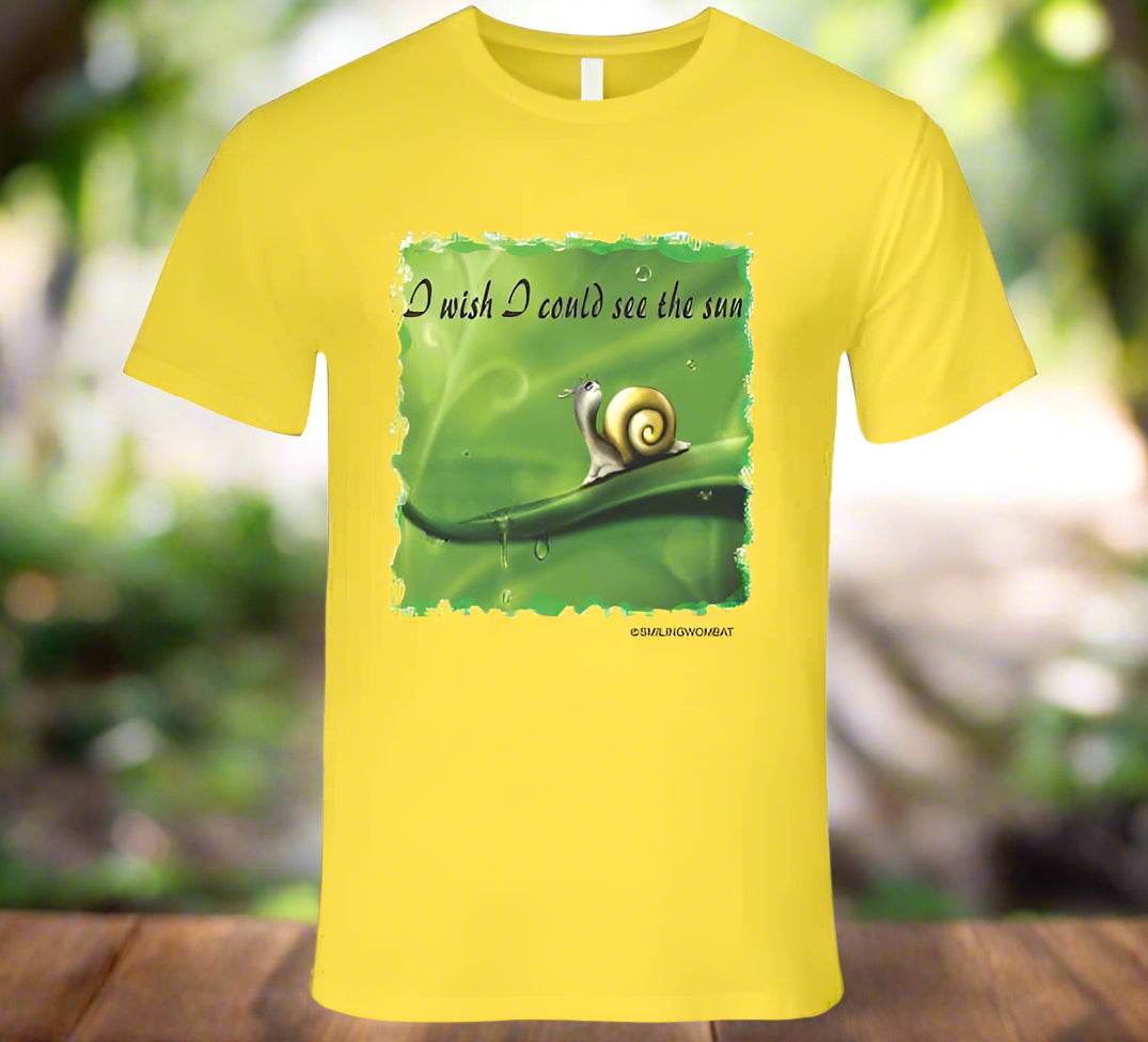 Spring Rain Snail in Rain - T Shirt - Smiling Wombat