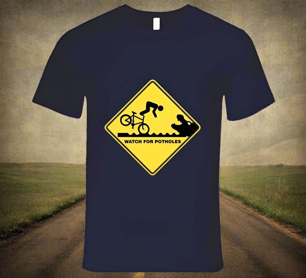 Bumpy Road Ahead - Watch Out for Potholes T-Shirt - Smiling Wombat
