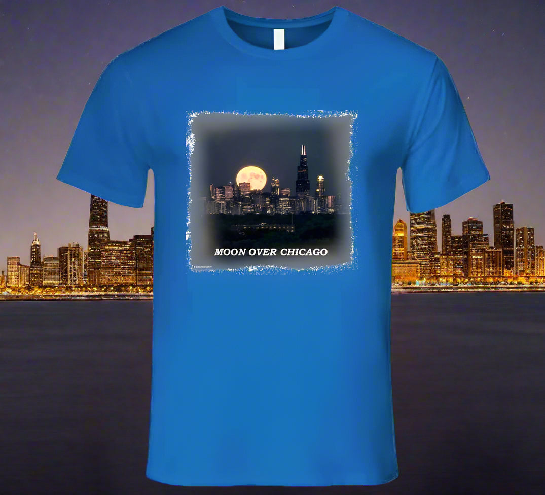 Moon Over Chicago T- Shirt and Sweatshirt Collection - Smiling Wombat