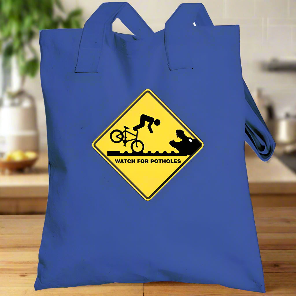 Lifes Troubles - "Watch For Potholes" Tote Bag - Smiling Wombat