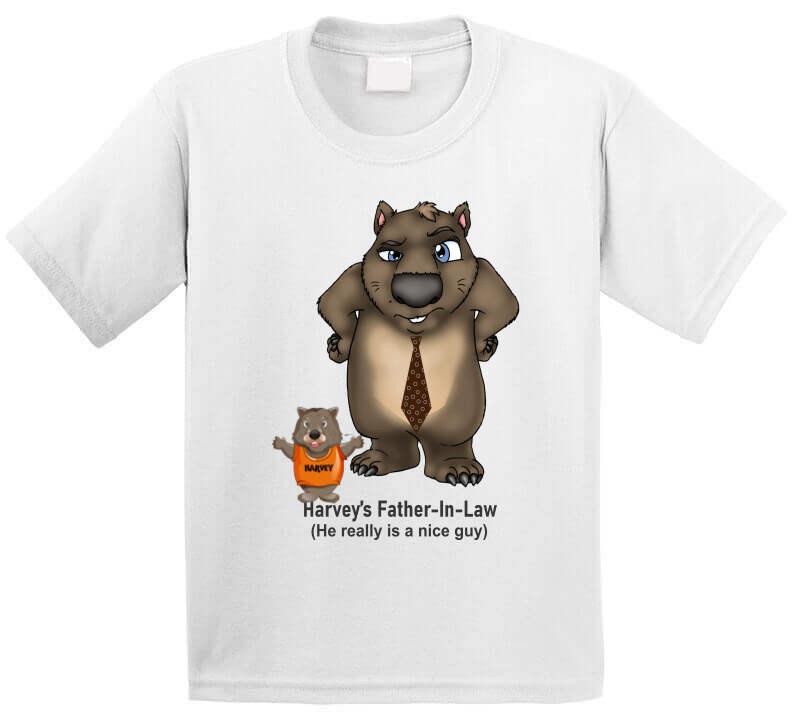 Father In Law - Harvey meets his Father In Law - T Shirt - Smiling Wombat
