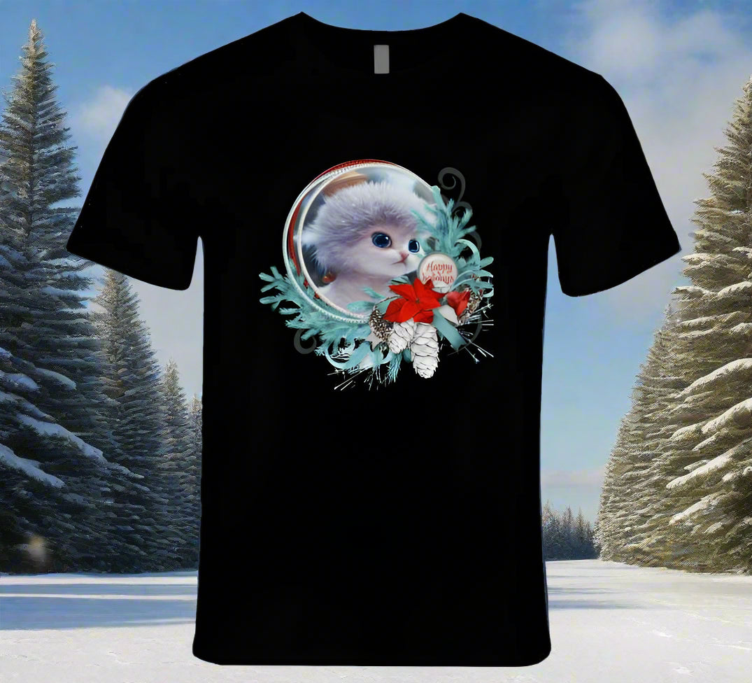Happy Holiday Cat T-Shirt and Sweatshirt Collection - Smiling Wombat