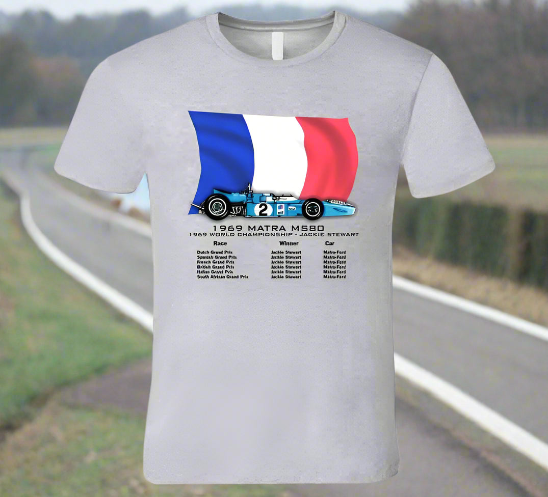 Matra F1 1969 Grand Prix Race Car T-Shirt - Smiling Wombat