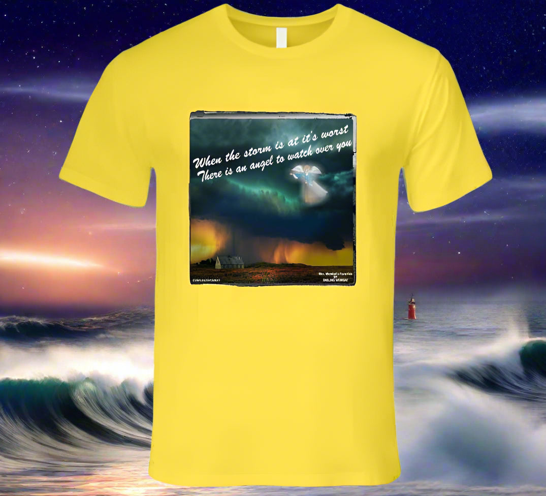 Guardian Angel In the Storm T Shirt Collection - Smiling Wombat