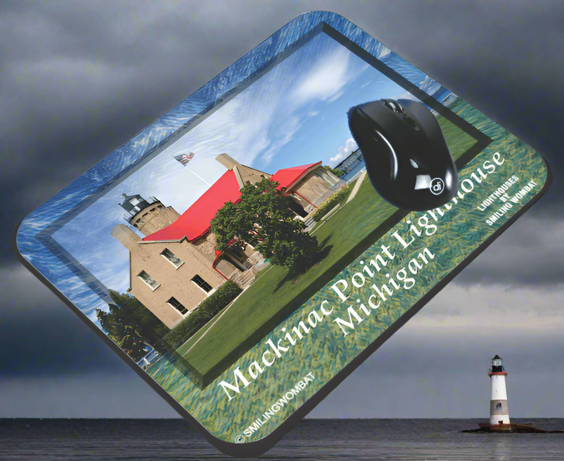 Mackinac Island Historic Lighthouse - Mousepad From Smiling Wombat - Smiling Wombat