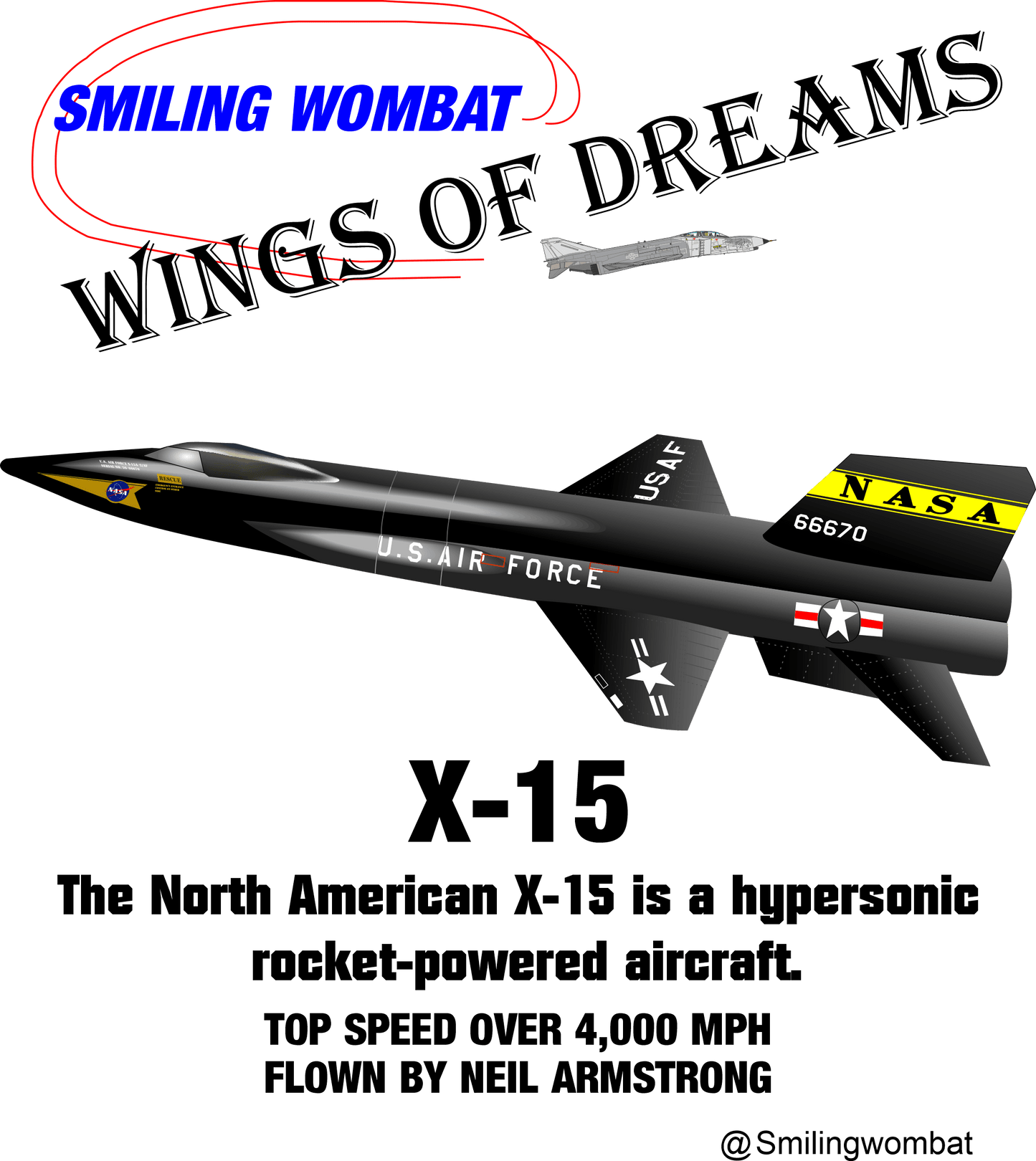 North American X15-U.S.A.F. Rocket Plane Travel Mug - Smiling Wombat