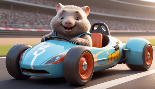 Smiling Wombat Driving his car