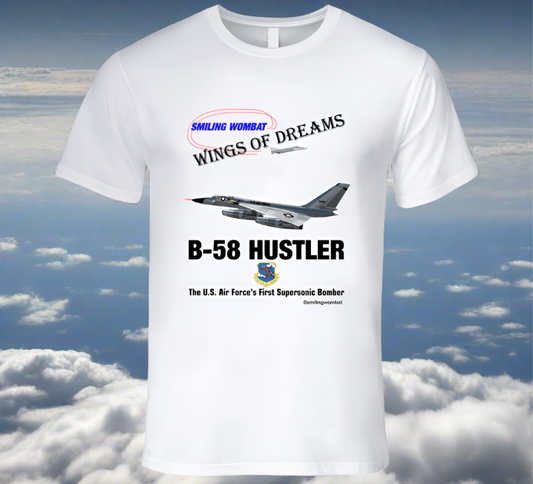 B58 Hustler Bomber - Classic White T-Shirt Collection - Smiling Wombat