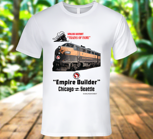 Great Northern Railroad Empire Builder - Classic White T-Shirt Collection - Smiling Wombat