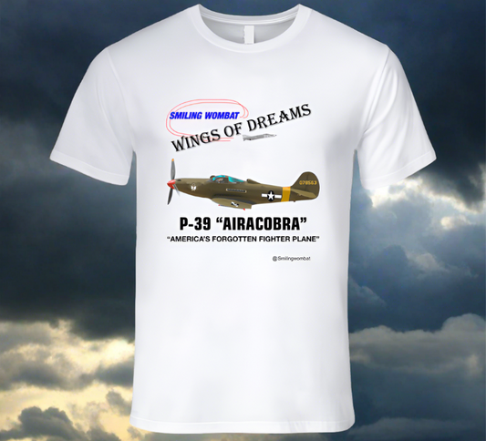 Bell Airacobra - P39 WW2 Fighter - Classic White T-Shirt Collection - Smiling Wombat