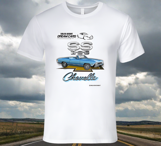 SS396 Chevelle Classic American Muscle Car - Classic White T-Shirt Collection - Smiling Wombat