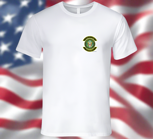 US Army Vietnam Veteran-Left Chest Print Classic White T-Shirt - Smiling Wombat