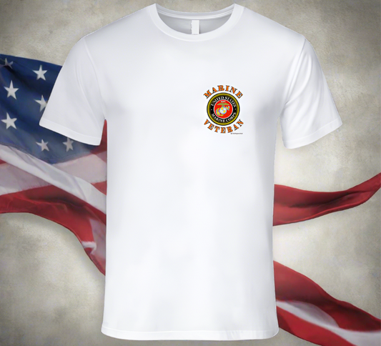 US Marine Veteran - Left Chest Classic White Shirt Collection - Smiling Wombat