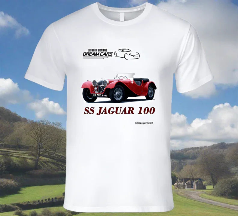Classic Car Jaguar 100 - Classic White T-Shirt Collection - Shopify